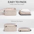 Aerotrunk Compression Packing Cubes for Travel - Luggage Organizer Bags - Double Zipper Packing Cubes for Suitcases (12-Pack, Beige)