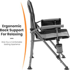 XGEAR Camping Chair with Padded Hard Armrest, Sturdy Folding Camp Chair with Cup Holder, Storage Pockets Carry Bag Included, Support to 400 lbs