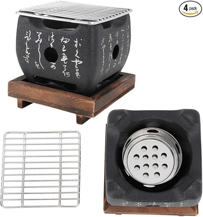 Hapivida Portable BBQ Grill, Stylish Multi-Functional Fast Heating Mini Grill with Even Heat Distribution, 16.5x14.5cm, Compact Outdoor Cooking Stove for Family Gatherings and Outdoor Adventures
