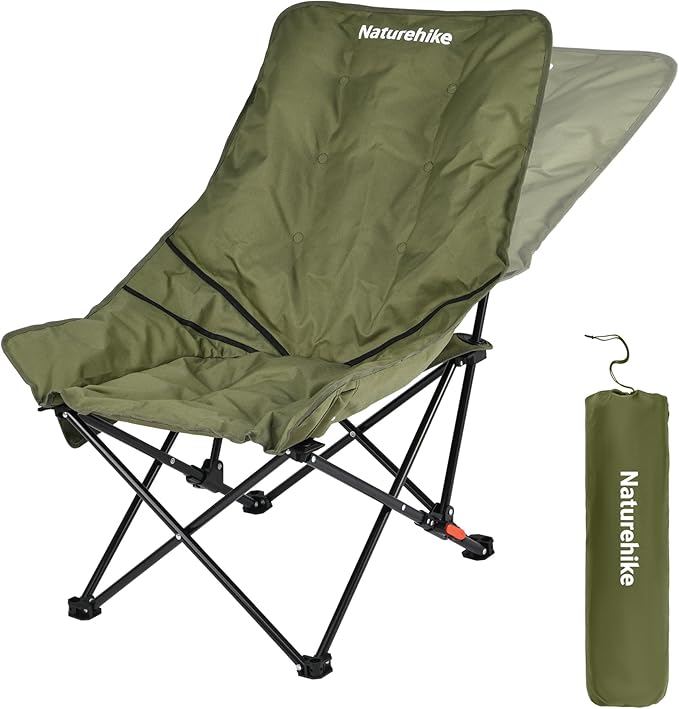 Naturehike Seastar Padded Camping Chair, Oversized 2-Position Adjustable Folding Chair, Portable Camp Chair with Side Pocket & Carry Bag