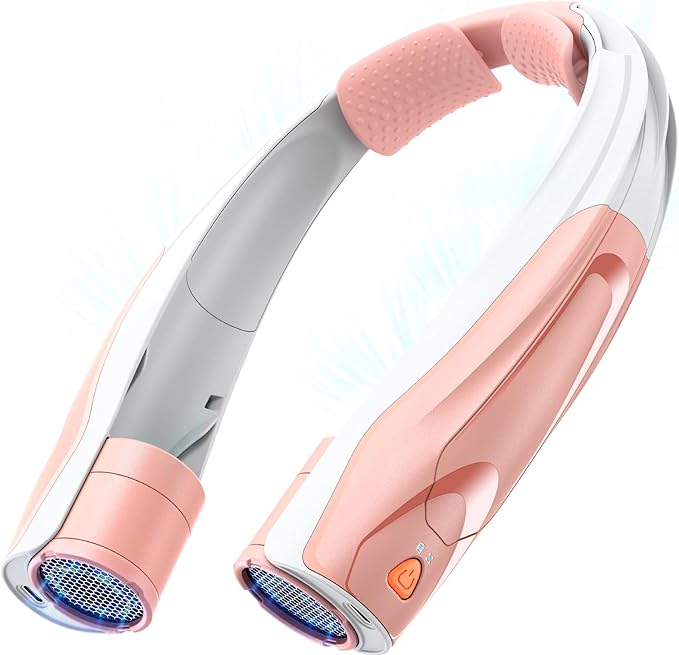 Portable Neck Fan for Girl: No Hair Twisting, Lightweight Personal Fan with 6000mAh Battery Air Volume, 6 Speeds - Rechargeable Wearable Air Conditioner for Girlfriend, Sister (Pink)