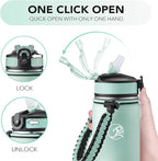 GOSWAG Insulated Sports Water Bottle, 24oz 2 Lids(with Straw/No Straw), Stainless Steel Water Bottles with Paracord Handle, Insulated Bottle with Double-Wall Vacuum Insulation