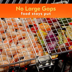 Stainless Steel Large Grill Basket with Easy Open/Close Lid and Removable Handle - 12.25 x 9.5 x 1.5 Inches - Includes Carry/Storage Bag