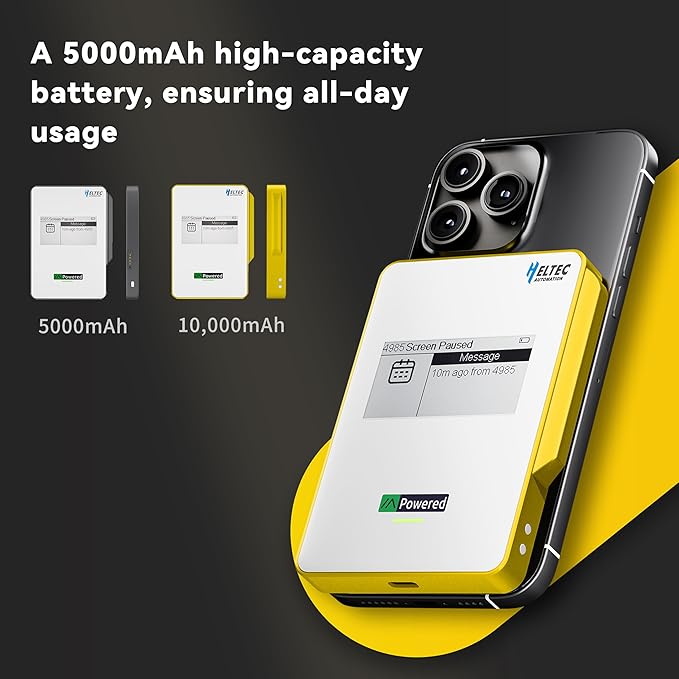 Heltec Meshtastic & LoRa Compatible Magnetic Power Bank with E-Ink Display nRF52840 and SX1262 Chips, Wireless Charging 10000mAh/5000mAh for Outdoor Emergency - MeshPocket Qi2
