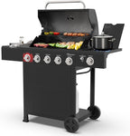 Kenmore BBQ Propane Gas Grill - 5 Burners with Side Burner & Searing Zone, 644 Sq. In. Stainless Steel Grill, 66,000 BTU, Ideal for Outdoor Cooking, Patio & Backyard, Black