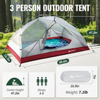 Forceatt Tent for 2 and 3 Person is Waterproof and Windproof, Camping Tent for 3 to 4 Seasons,Lightweight Aluminum Pole Backpacking Tent Can be Set Up Quickly,Great for Hiking