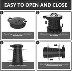 Upgraded Collapsible Stool with Max Load Capacity 330lbs Portable Telescoping & Folding Design Retractable Seat for Camping, Gardening, Fishing & Outdoor Adventures (Black)