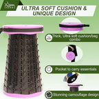 ALEVMOOM 2025 Upgraded XXL Collapsible Stool with Cushion 19.7",1000lbs Max Weight,Wider & Taller Pop Up Seat, Heavy Duty Portable Retractable Folding Chair or Travel Foot Rest for Camping & Outdoors