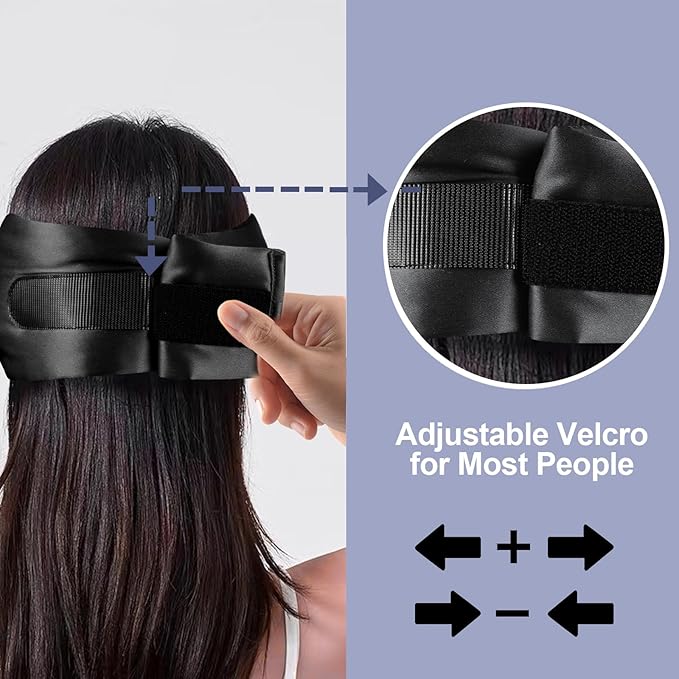 Mulberry Silk Sleep Mask for Side and Back Sleepers, Blackout Eye Mask for Sleeping for Women Men with Adjustable Band, Comfortable Soft Pressureless Eye Cover for Sleeping in Large Size