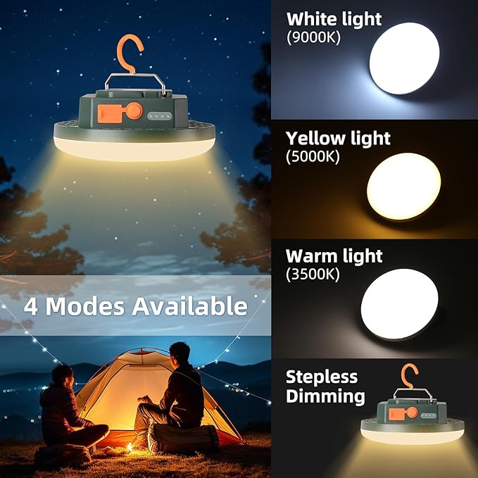 Camping Lantern 10500mAh Rechargeable Battery, 32W Ultra Bright LED Hanging Light with 3 Modes, Waterproof Portable Tent Lighting for Outdoor Emergency & Hiking