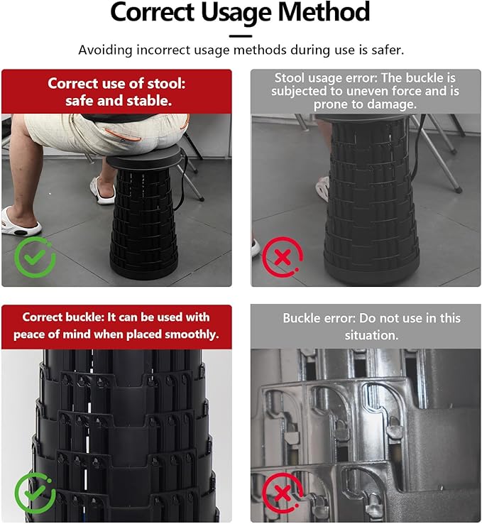 Upgraded Camping Folding Stool with Carrying Straps Lightweight Yet More Sturdy with Load Capacity 450lbs Portable Collapsible Retractable Stool for Camping Fishing Hiking BBQ 2.0