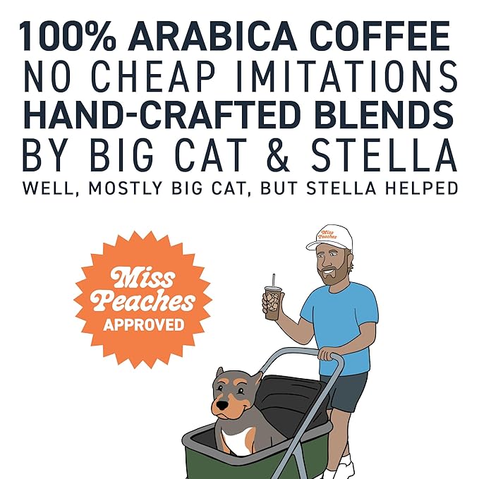 Stella Blue Cold Brew Coffee Packets, Miss Peaches Blend, Medium Roast Ground Coffee, Citrus, Carmel with Sweet Fruity Notes, 100% Arabica, 6 Brew Packets, Makes 24 Bold Cups