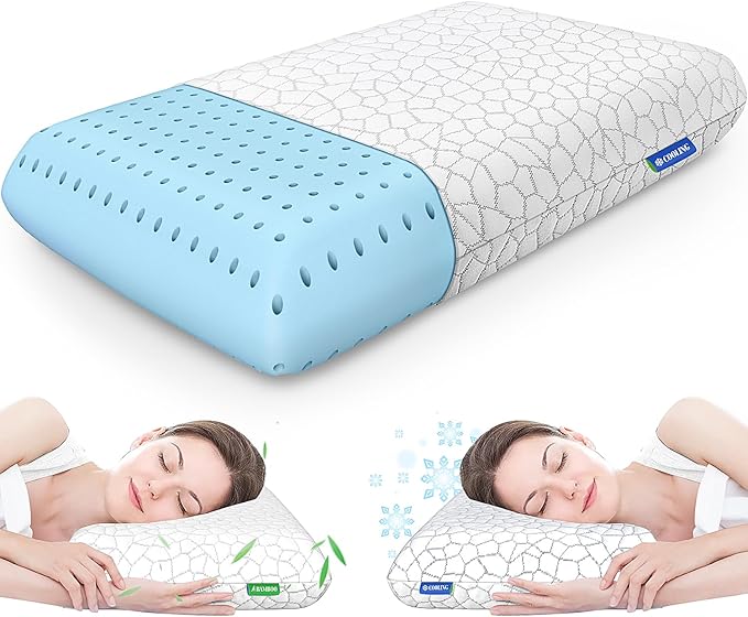 Memory Foam Pillows for Sleeping, Cooling Pillow with Removable and Machine Washable Cover, Bed Pillow for Side, Back and Stomach Sleepers, Queen Size (1 Pack)