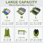 Cipway Compression Packing Cubes, Lightweight Travel Luggage Organizers with Shoe Bag, Toiletry Bag & Laundry Bag, Travel Essentials for Carry on Suitcase (8 Piece,Green)