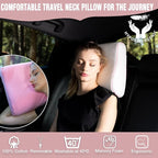 Travel & Camping Comfortable Memory Foam Pillow – Easy to Carry Portable Bag – Temperature Regulating Pillow Case (Pink Contour + Extra Cover)