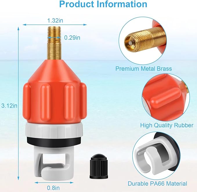 3 Pcs Paddle Board Pump Adapter, Premium Inflatable Boat SUP Pump Adaptor, Conventional Air Adapter Quickly Inflation, SUP Air Adapters for Stand-Up Paddleboard and Kayak