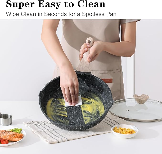 Nonstick Frying Pan Set, 3 Piece Skillet Set, Healthy Induction Cookware Cooking Pan, Stay-Cool Handle, Compatible with All Stovetops, PFOA Free (9.5, 11, 12.5 Inch)