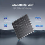 Renogy Bifacial 115 Watt 12 Volt Solar Panel Monocrystalline Rigid High-Efficiency PV Module Power Charger for RV Marine Rooftop Farm Battery and Other Off-Grid Applications