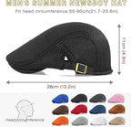 2 Pack Men's Mesh Cap Breathable Summer Newsboy Hat Adjustable Beret Ivy Cap Irish Cabbie Driving Hunting Hats
