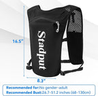 Reflective Hydration Running Vest Backpack | Lightweight 1.6L Water Bladder Bag for Trail Running, Cycling & Marathon | Perfect for Men & Women with Mobile Holder & Multiple Pockets | Premium Black