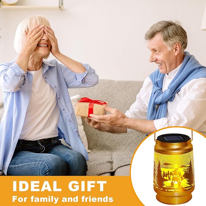 Solar Lantern Outdoor Waterproof Gorilla Garden Decor Christmas Gifts for Women Mom Grandma Hanging Solar Lights Metal Decor for Outside,Backyard,Patio