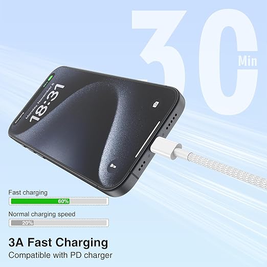 LOFPYE 3-Pack Grey 6.6FT 60W USB C to USB C Cable, Type C Fast Charging Cable for iPhone Air 17 16e 16 15 Pro Plus Pro Max，for Galaxy S25/S24, for iPad Pro/Air/mini, for MacBook Pro/Air and More