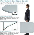 Folding Table 6 FT Camping Table Portable Plastic Rectangular Outdoor Dining Table Steel Legs Fold-in-Half with Carrying Handle for Indoor,Picnic,Party,Wedding,Events(Grey)