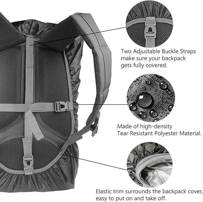 Frelaxy Waterproof Backpack Rain Cover, 10000mm Waterproof Level, Upgraded Ultra-Strong Multilayer Structure, Antislip Cross Buckle Strap, Ultralight Compact Portable, for Hiking, Camping, Traveling