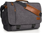 ESTARER Men Messenger Bag 17-17.3 Inch Laptop Bag Water-resistant Canvas Computer Shoulder Bag Briefcase for Work College Travel, Grey