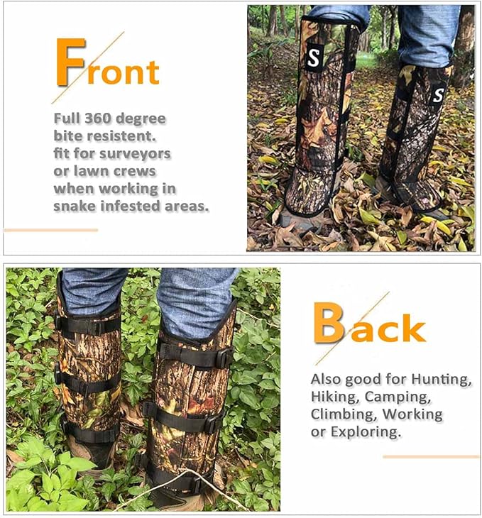 Snake Gaiters for Men & Women,Sturdy Snake Bite Proof Boots,Adjustable Snake Guards,Hiking Gaiters with Storage Pouch.