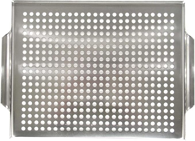 Stainless Steel BBQ Grill Topper Pan Tray for Vegetables, Meats, Skewers & Seafoods for Outdoor Cooking, Grilling, Camping & Tailgating for Gas Grills, Charcoal Grills & Barbecue by Mr. Bar-B-Q 06032Y