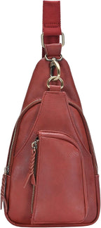 Antik Kraft Tasha Crossbody Sling (Cognac) | Vegan Leather Crossbody Bag for Women with 16-20" Strap | Sling Bags for Women with Durable Antique Brass Hardware | 7in x 2.5in x 12.5in |