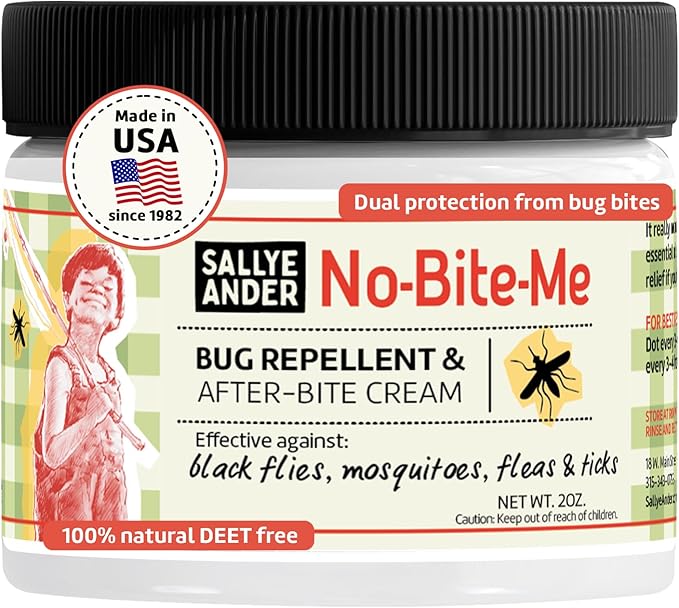 SALLYEANDER No Bite Me All-Natural Bug & Insect Repellent - Anti Itch Cream - 2 oz - Safe for Kids and Infants - Repels Mosquitoes, Black Flies, Fleas, and Ticks