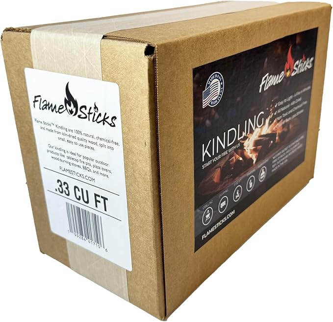 Flame Sticks Natural Wood Kindling 7–8 lbs of 5-6" Long Kiln-Dried Fire Starter Sticks, 100% Chemical-Free – Easy Lighting for Campfires, Fire Pits, Grills, Pizza Ovens & Wood Stoves