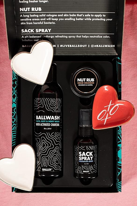 Ballsy Nuts About You Sack Pack, Men's Fresh Kit, Gift for Valentine's Day, Includes Ballwash, Sack Spray and NutRub, Forest & Fields
