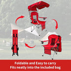 Portable Folding Camping Chair - Lightweight, Durable Outdoor Chair for Camping, Fishing, Beach, Lawn, and More - Comfortable Folding Chairs for Outside Activities (RED)