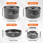 27pcs Camping Cookware Mess Kit for 2-4 People, Portable Cookware Set with Kettle, Pots & Pans, Stainless Steel Utensils, Plates, Dishware for Backpacking, Picnic, Outdoor Adventures