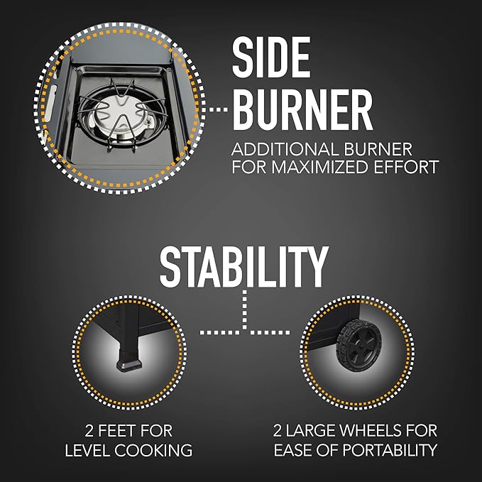 Kenmore 4-Burner Gas Grill with Side Burner, Outdoor BBQ Grill, Propane Gas Grill, Cast Iron Cooking Grates, Electronic Ignition, Warming Rack, Open Cart Design, 53000 BTUs, Black