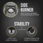 Kenmore 4-Burner Gas Grill with Side Burner, Outdoor BBQ Grill, Propane Gas Grill, Cast Iron Cooking Grates, Electronic Ignition, Warming Rack, Open Cart Design, 53000 BTUs, Black