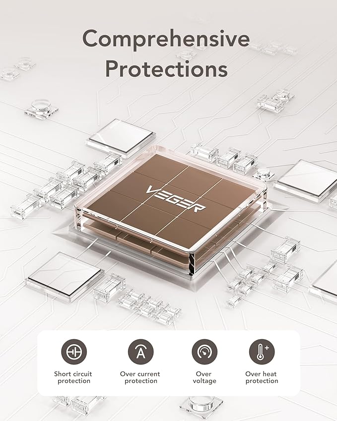 VEGER Portable Charger with Built-in AC Plug and Cables, All in One 10000mAh Ultra-Slim Power Bank, 15W Fast Charging for iPhone, Samsung, Android, Travel Essential (Coffee)