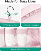BAGSMART Travel Toiletry Bag for women, Portable Hanging Hook Makeup Bag Organizer, Waterproof Makeup Cosmetic Bag, for Full-Size Accessories, Toiletries,Baby Blue