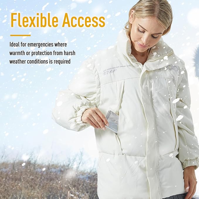 Kanayu 100 Pack Emergency Foil Thermal Blankets for Survival 82 x 63 Foil Space Blanket Kit for Outdoors Camping Hiking Homeless Survival or First Aid, 50 Pcs Golden 50 Pcs Silver