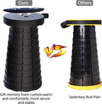 ALEVMOOM Upgraded Collapsible Stool with Cushion & Carry Bag, 500lbs Max Weight Portable Telescoping Stool, More Sturdy Lightweight Retractable Seat Folding Chair for Camping & Outdoors