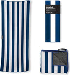 Nomadix Original Towel - Perfect for Beach, Pool, Travel, Camping, Yoga - Made with Recycled Materials - Super Absorbent - Sand Resistant - Cabana Stripe Dark Blue - 72.5x30