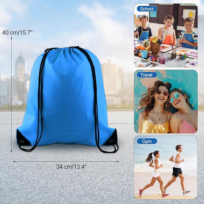 PLULON 6 Pcs Drawstring Bags Bulk Drawstring Backpack String Backpack Cinch Sack Sport Gym Backpack Bags for Yoga Traveling Outdoor Sports (mixed colors)