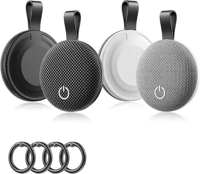 Air Tracker Tags-4 Pack, Bluetooth Tracker Works with Apple Find My (iOS Only), Smart Tag with Keychain, Item Finder for Luggage/Key/Suitcase/Pets/Wallet, Replaceable Battery (Mix Gray)