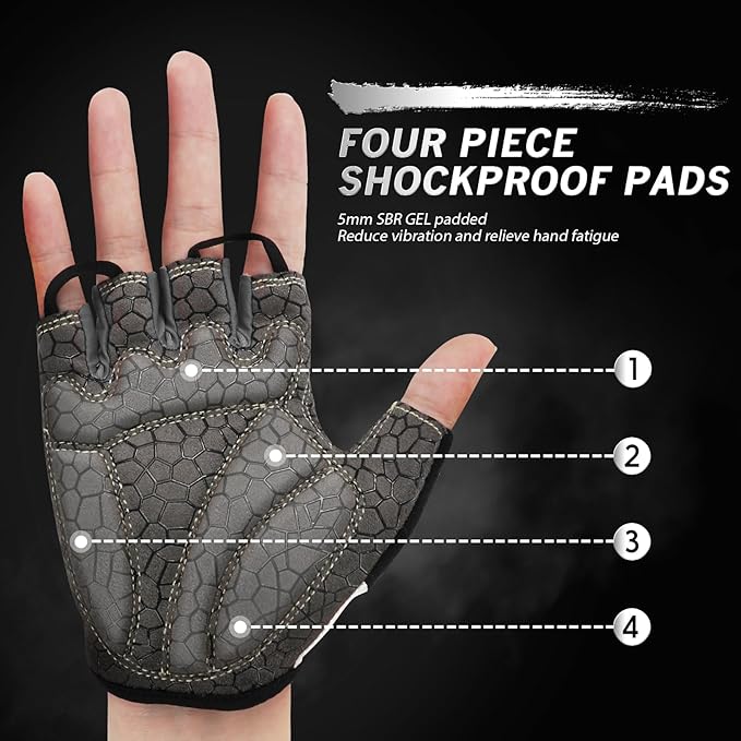 Bike Gloves for Men Women with Anti-Slip Shock-Absorbing Pad, Light Weight Half-Finger Cycling Gloves