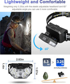2000 Lumen 9 LED Headlamp, Ultra Bright Head Lamp with 6 Modes, Lightweight Head with Adjustable Strap, IPX5 Waterproof Headlight Great for Camping Hiking, 3 AAA Batteries Included