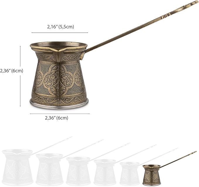 Alisveristime Authentic Turkish Coffee Pot, Handmade Cezve/Ibrik, Multiple Sizes and Colors Available - Enhance Your Coffee Experience Now! (Antique Green, 1 Cup)