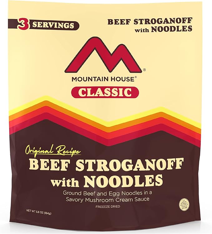 Mountain House Classic Beef Stroganoff with Noodles | Freeze Dried Backpacking & Camping Food | 3 Servings